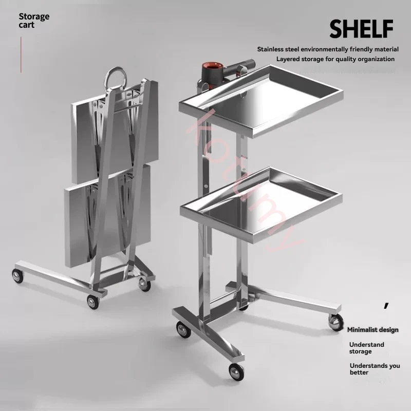 Beauty Salon Trolley Movable Storage Racks Barber Shop Trolley Hair Salon Dedicated Trolley Foldable Hair Salon Tool