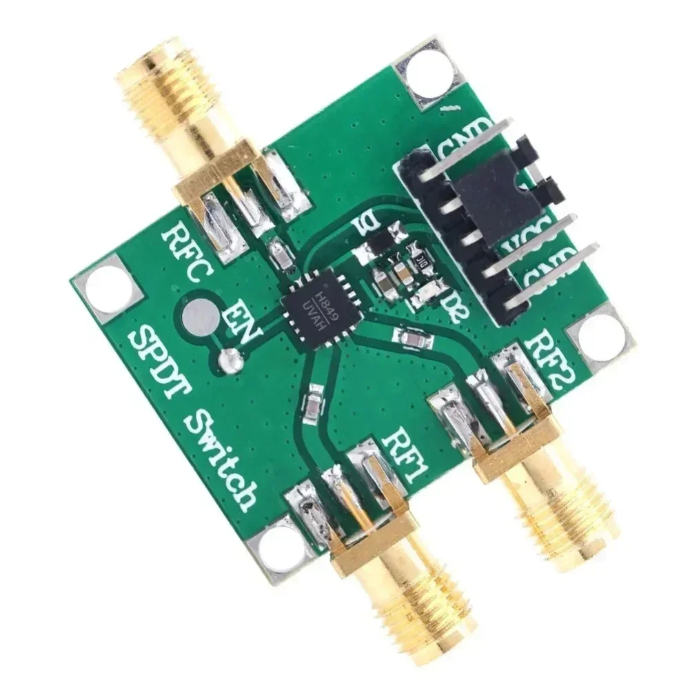 

Dual-Throw RF Switch Module HMC849 with Compact PCB Design and Connectors for Use in RF Communication and Wireless Projects