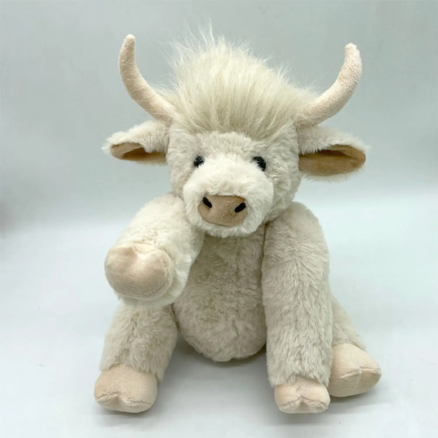 Highland Cow Plush Toy,Highland Cow Plush That Makes Sounds,Joints Can Move, Wearing Wreaths and Necklaces,Birthday Gifts