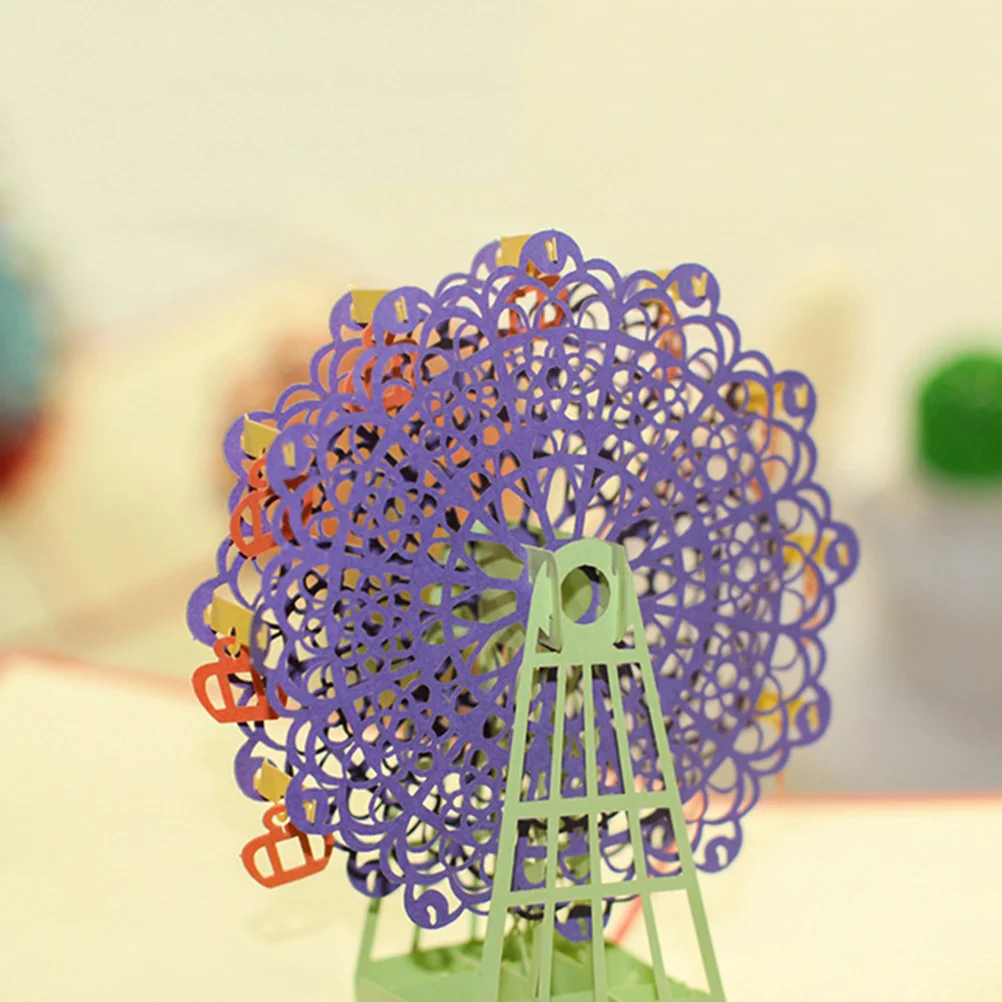 3D Ferris Wheel Purple Greeting Card Premium Quality Paper Eco Friendly Wedding Party Invitation Card