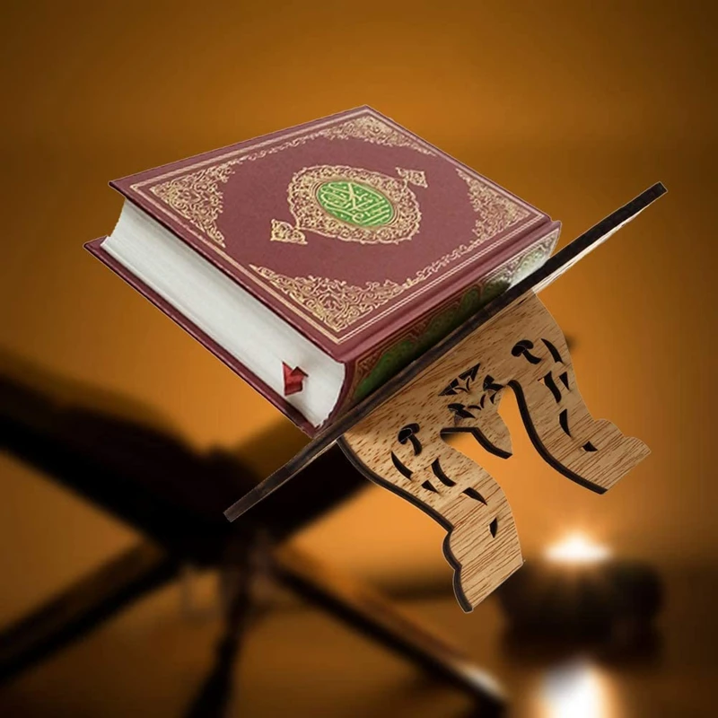 Eid Mubarak Religious Prayer Book Stand Quran Holder Wooden Eid Al-Fitr Islamic Quran Shelf