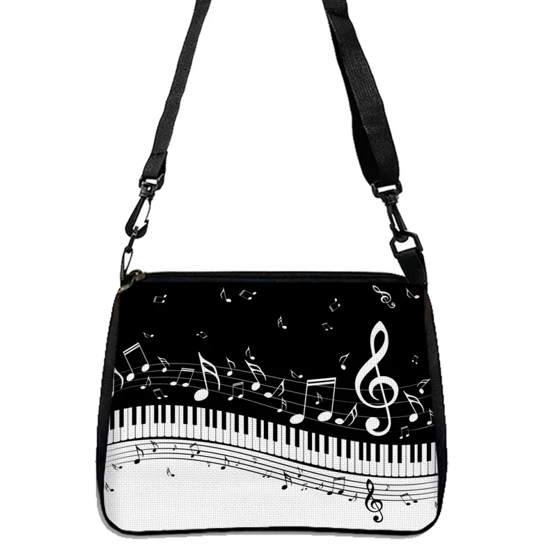 Nuta muzyczna torebki z nadrukiem damskie torby na ramię na co dzień gitara fortepianowa torba Crossbody dziewczęca tornister modna torba prezent