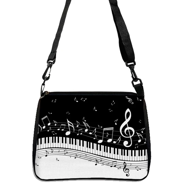 Nuta muzyczna torebki z nadrukiem damskie torby na ramię na co dzień gitara fortepianowa torba Crossbody dziewczęca tornister modna torba prezent