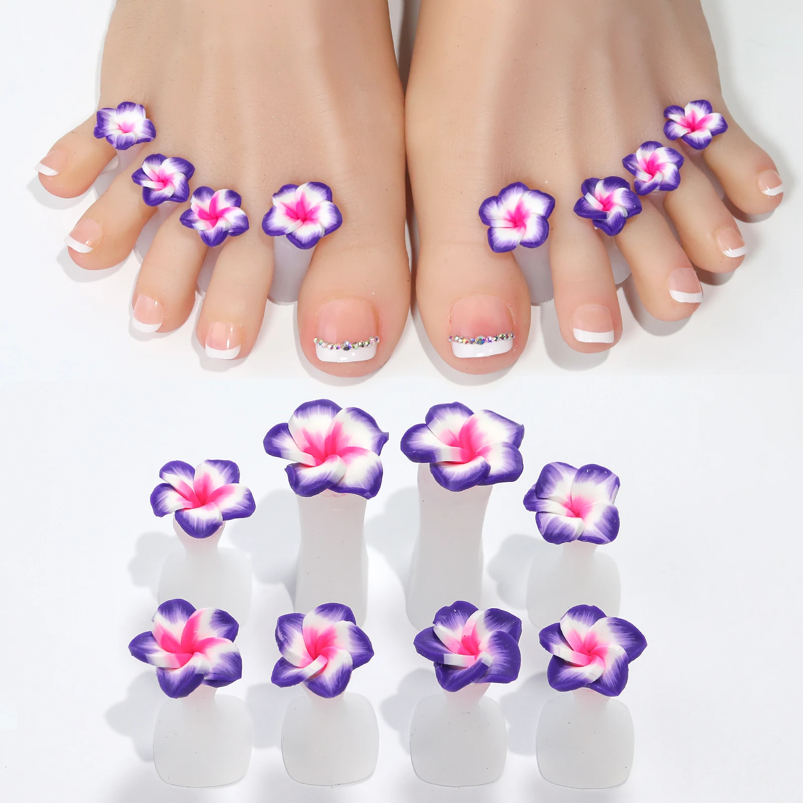 8 teile/beutel Weiche Silikon Lila Blume Design Zehenspreizer Für Pediküre Fuß Finger Splitter Flexible Finger Zehen Trennung Werkzeug