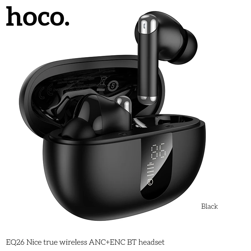 

HOCO EQ26 ANC+ENC Bluetooth Earphones Sports Music Headset Portable Mini Headphone Stereo Earbuds HiFi Sounds Type-C Digital Box