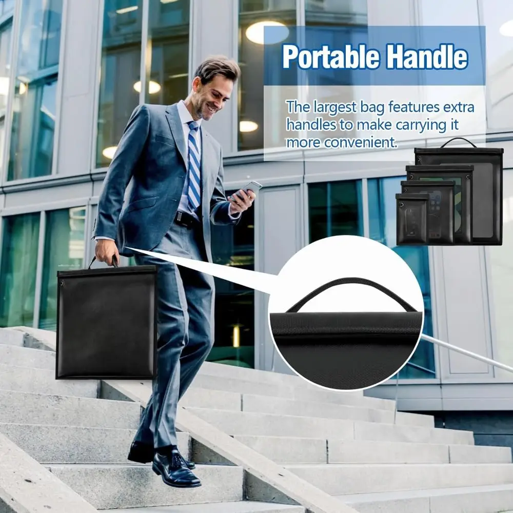 

4PCS Large Large Faraday Bags Waterproof Signal Blocking RFID Faraday Pouch Anti-theft Fireproof Key Fob Protector