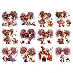 Creative vogue Afro Girl Princess head Iron On Heat Transfer Sticker For Clothes Pinted Vinyl Thermal Washable T-Shirt Applique