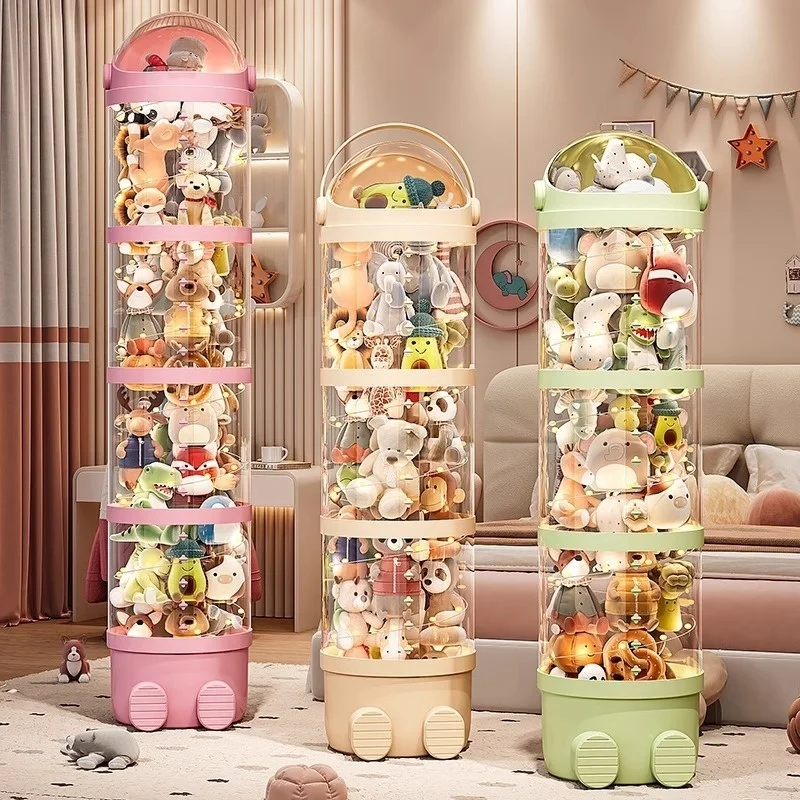 

Multi Function Transparent Doll Storage Container Plush Toy Organizer Bucket Large Capacity Display Box for Home Use Storage