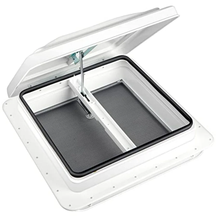 

RV or Trailer Roof Vent - Manual 14 x 14 Aluminum White with Weatherproof Seal and Easy Operation