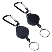 Black Retractable Pull Key Ring Chain Reel ID Lanyard Name Tag Card Badge Holder Reel Extendable Belt Key Ring Clip