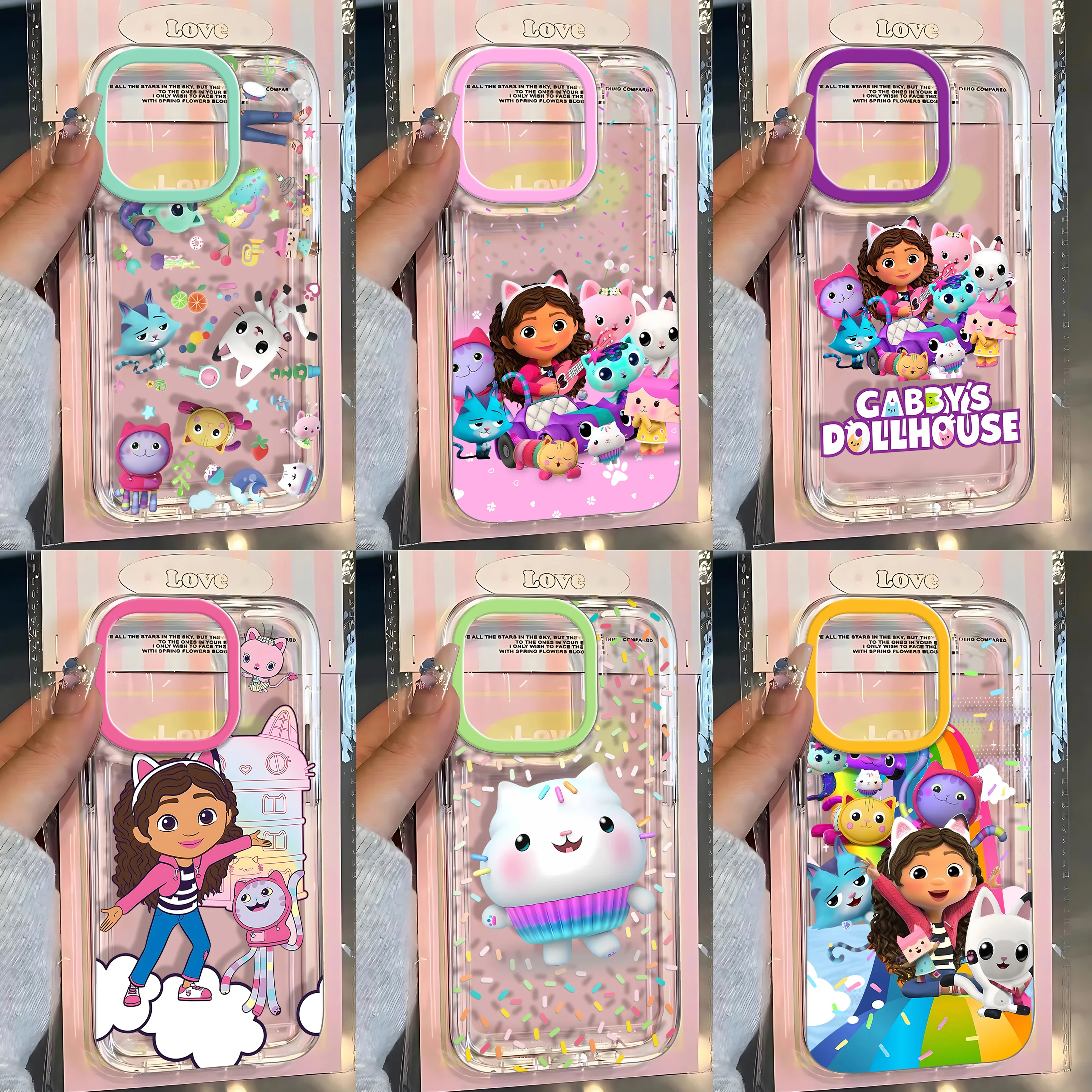 Funda Transparente para iPhone 17e 17 16 16e 15 14 13 12 11 Mini Pro Max Air Plus con Diseño de Gabby Cats de Gabby's Dollhouse para Niños