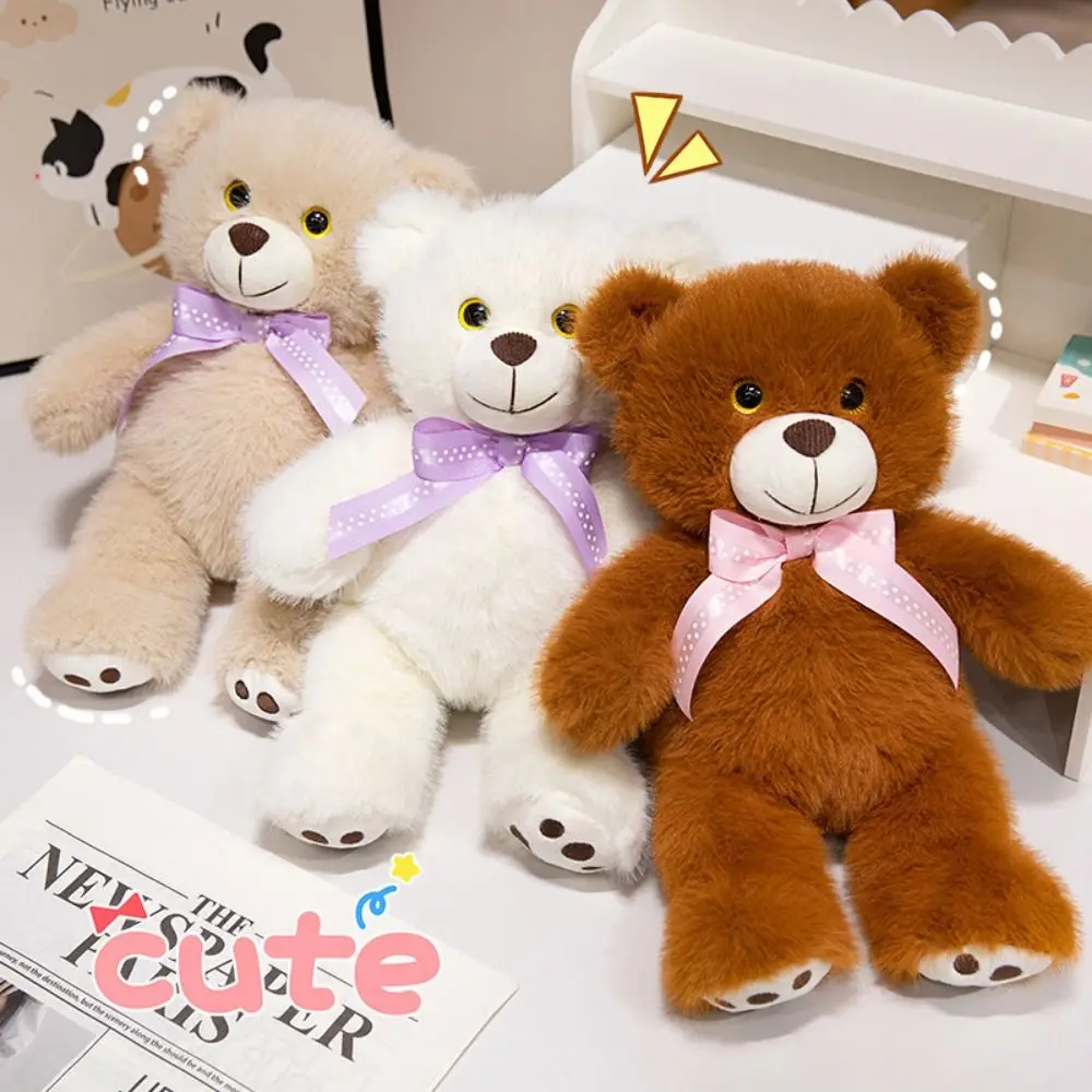 

Ribbon Bow Tie Bow Bear Plush Toys Couple Bears PP Cotton Plush Bear Doll Cartoon Simulation Stuffed Animal Pillow