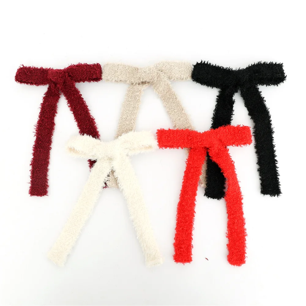 024YMN Solid color wool Hair Bows Cute Hairpins Girls  Hair headband Barrettes Solid Clip Kids Headwear Fashion Hair Accessories