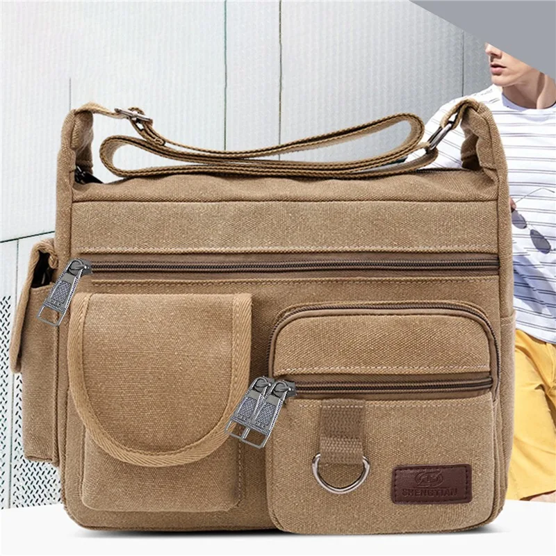 Canvas Messenger Bag For Men Water Resistant Waxed Crossbody Bags Briefcase Padded Shoulder Bag Handbag Hot Sell Newest