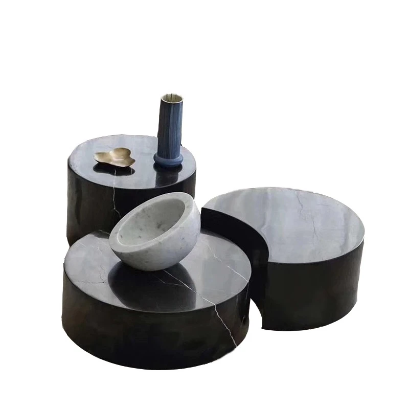 

Round sun half moon marble coffee table