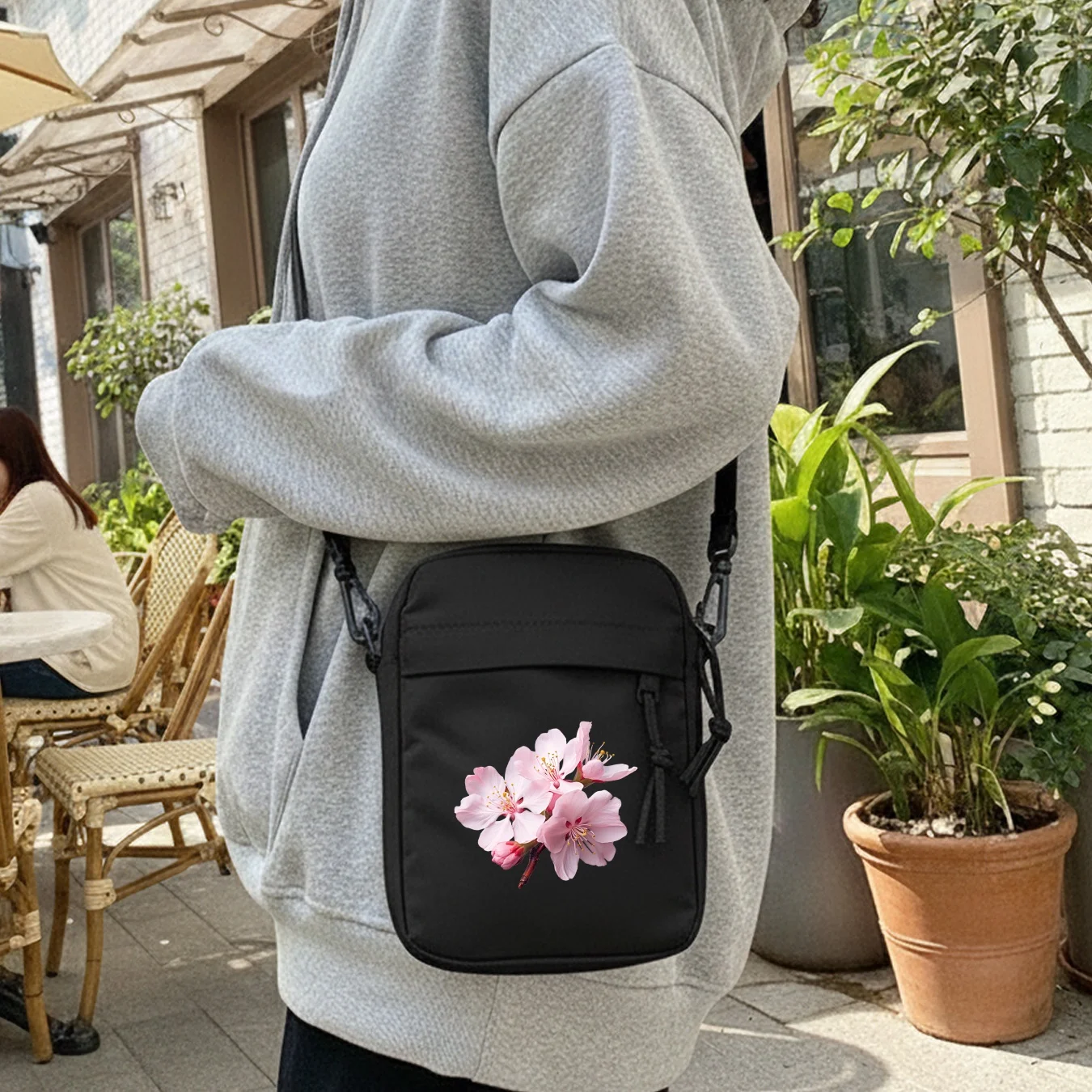 さくら花柄ショルダーバッグ調節可能なストラップジッパー開閉多 - Cycling Commute のレビューと価格
