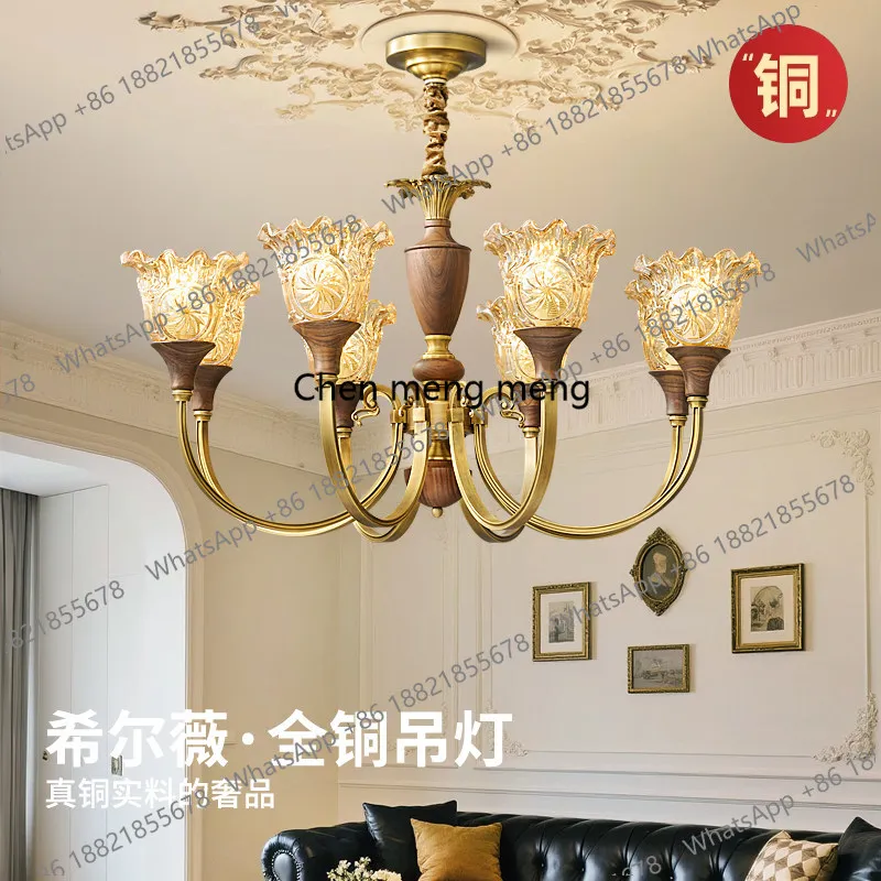 

All copper French medieval American retro black walnut living room chandelier