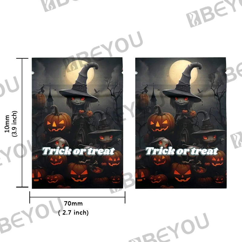 3.5g Halloween Gift Bag Opp Pouches Plastic Candy Storage Bag Gummies Cookies Container 1G Reusable Zipper Packaging Customized