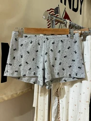 Skulls Stars Printed Shorts Women Summer White Waist Patchwork Straight Short Pant Retro Sweet Cotton Home Pajama Underwear Y2k