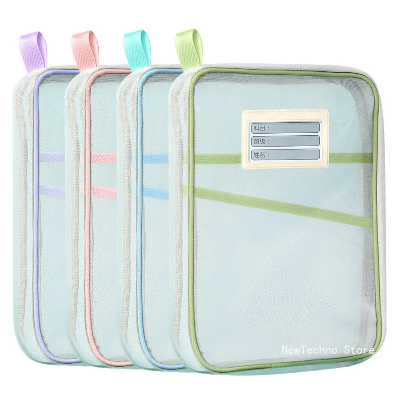 

A4 Stationery Storage Bag Double-layer Mesh Zipper Bag Large Capacity Organizer Folders School Office Supplies Stationary Bag