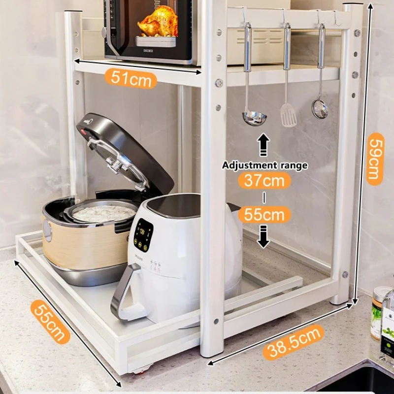 

Kitchen Shelving Retractable Rice Cooker Microwave Storage Rack Home Kitchen Countertop Multifunctional Air Fryer Storage Rack
