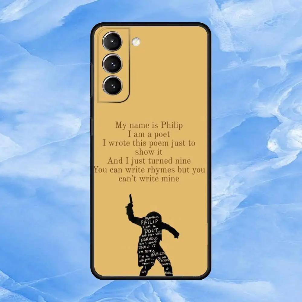 حافظة هاتف هاميلتون M-Musical L-Lyrics لهاتف سامسونج S25,24,23,22,30,21,10,9,Ultra,Plus,Lite,FE,4,5G حافظة سوداء ناعمة #6