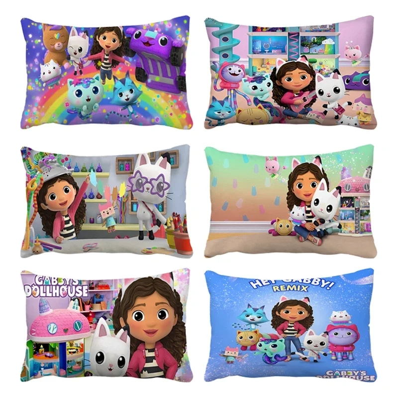 Gabby Dollhouses Rectangle Pillowslip Cartoon Plush Cushion Pillowcase Car Home Bedroom Decoration New Kids Birthday Cute Gifts