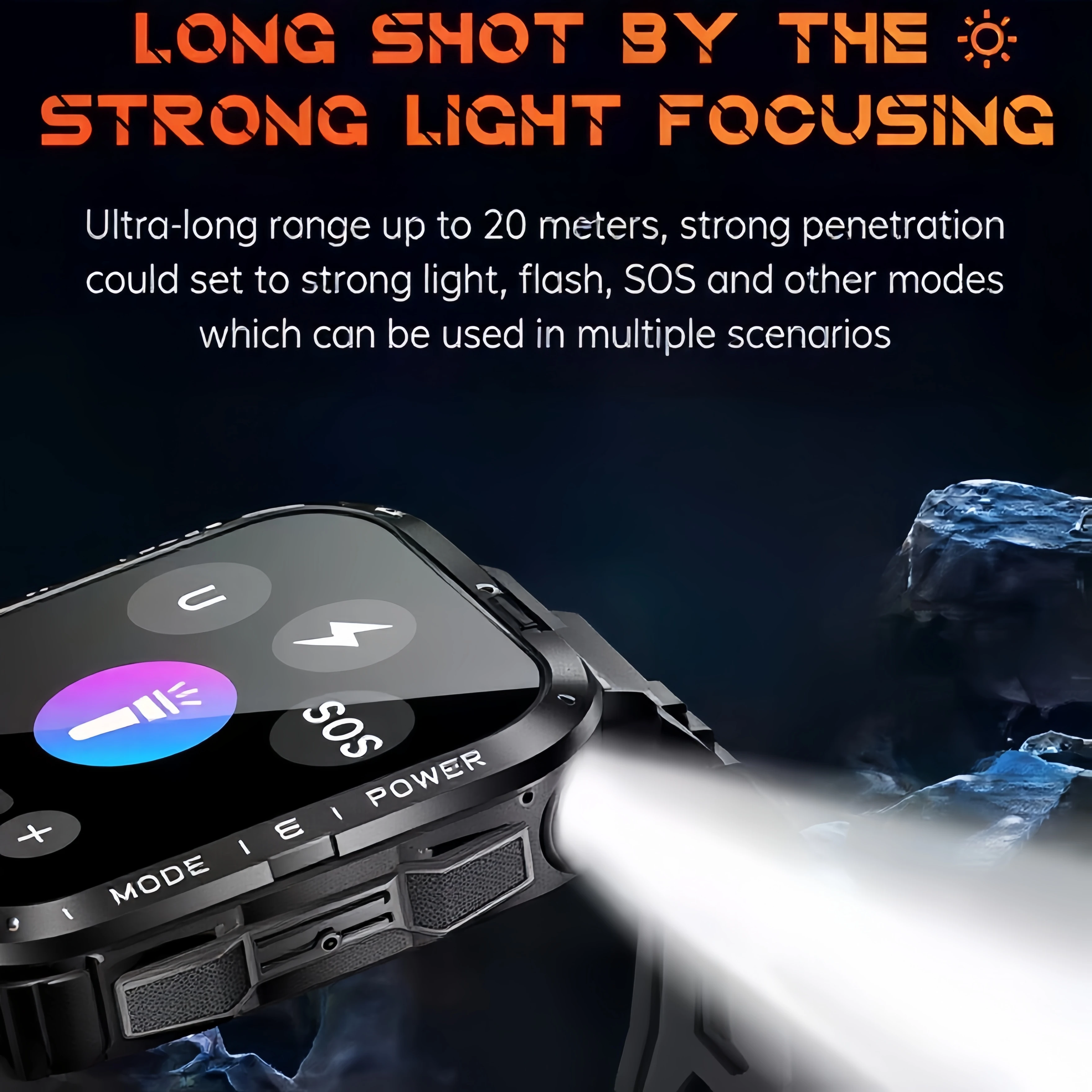 

New Smart Watch Men Women LED Flashlight 3ATM Waterproof 1.96" Screen 430mA Bluetooth Call Outdoor Sports Tracker Smartwatch