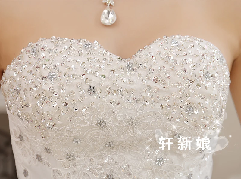 XXN-4321 # فستان الزفاف الدانتيل المطرز على صافي الدانتيل يصل الماس حمالة الكرة ثوب مخصص زائد حجم حزب الجملة رخيصة #6