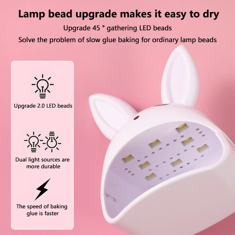 Lampada portatile di design mini coniglio in gel UV USB per unghie ad asciugatura rapida luce a LED per smalto gel strumenti per manicure appassionati di nail art