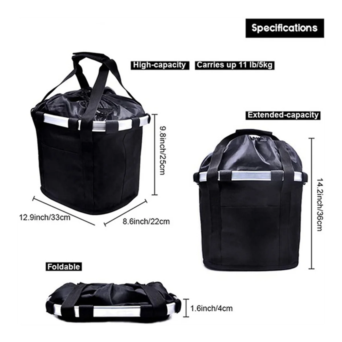 

AU-Detachable Bicycle Basket, Multi-Purpose Bicycle Handlebar Basket, Suitable for Pets, Shopping, Camping,