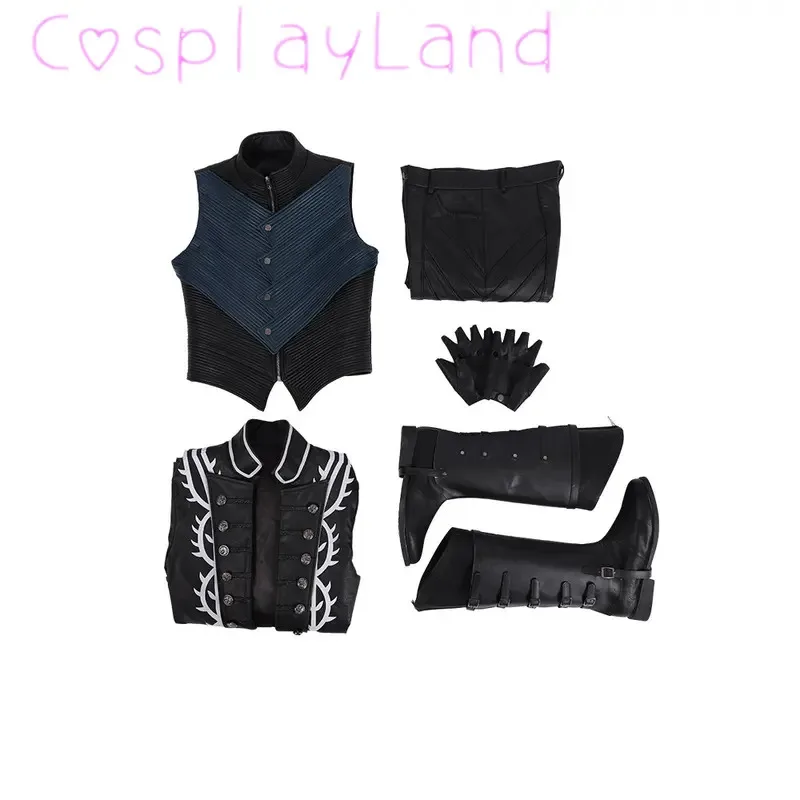 حار لعبة DMC5 تأثيري Vergil زي Nelo الزي الكامل مع أحذية هالوين كرنفال الرجال البدلة سترة سترة مخصص ir ؛ l5