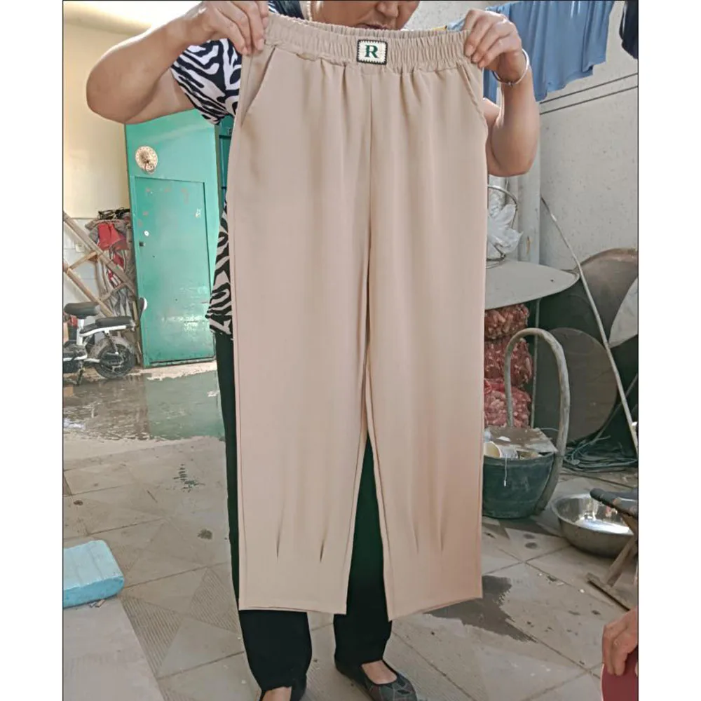 Sommer Neue Frauen Hosen Mode Lässig Dünne Knöchel-Länge Hosen Elastische Hohe Taille Mittleren Alters Mutter Hanf Haren Hosen 5XL