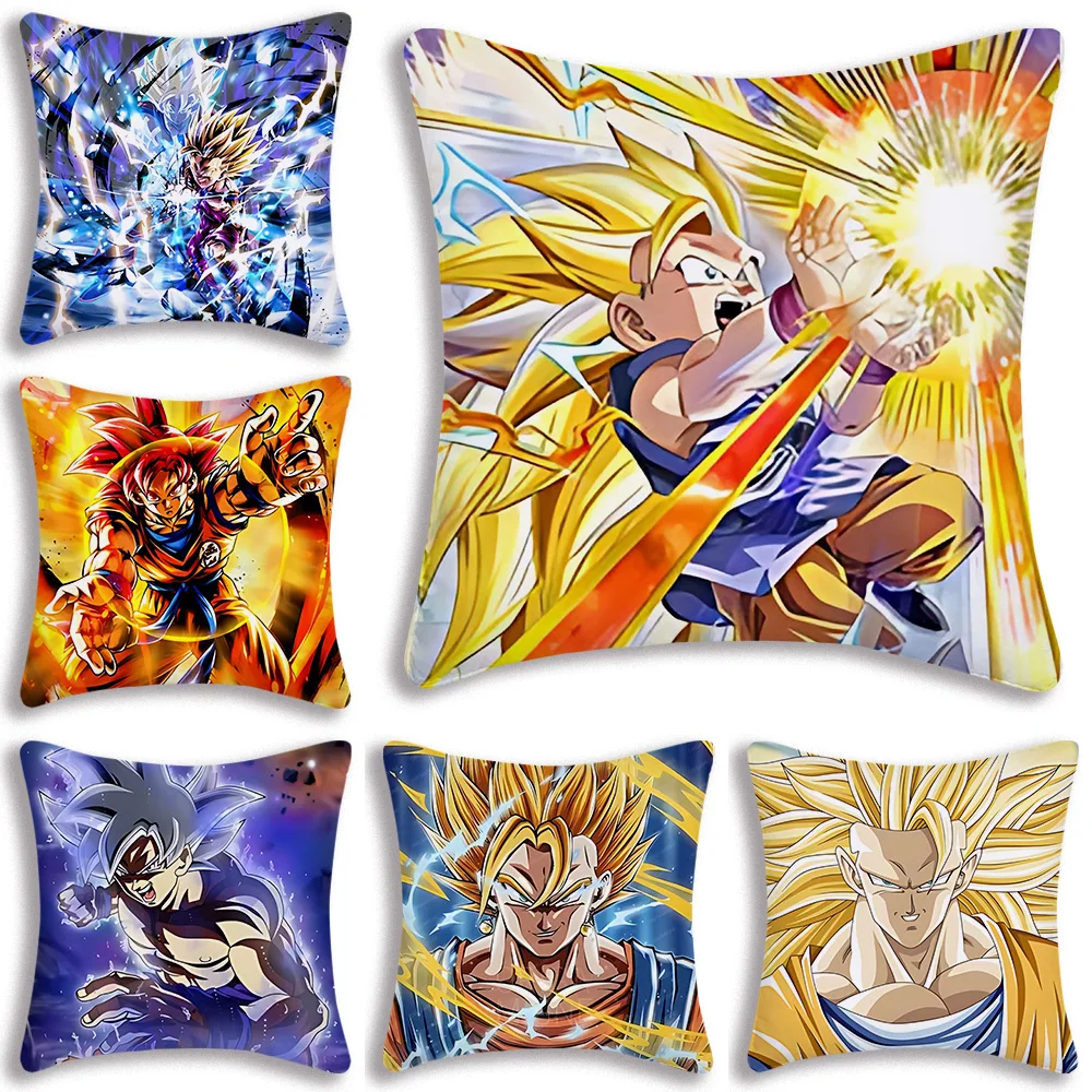 

Son Goku God Silver Cartoon Pillow Covers Cartoon Sofa Decorative Home Double-sided Printing Short Plush Cute Cushion Cover