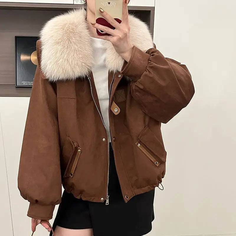 

Новая женская короткая куртка-парка из искусственного меха свободного кроя для осени и зимы