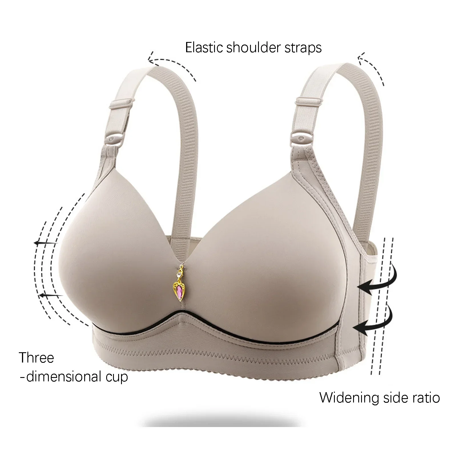 Woman Skin Friendly Safe Bra Padded Lift Push Up Bra with Rhinestones Decor for Sports Yoga Daily Wear School Sujetadores Sexys