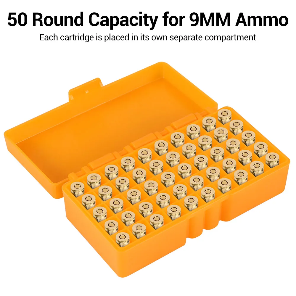 Caja de almacenamiento de munición portátil, estuche táctico para balas, calibre de 9mm, soporte para munición, organizador de cartuchos de tiro y