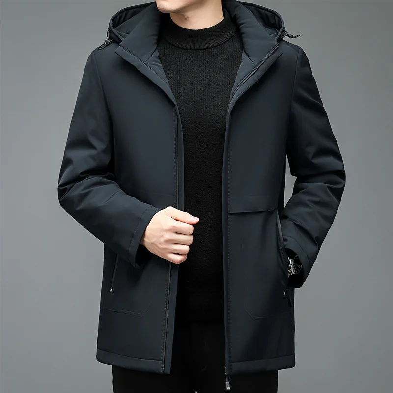 Business and leisure mid length down jacket with detachable inner liner, thick cotton jacket for middle-aged and young people