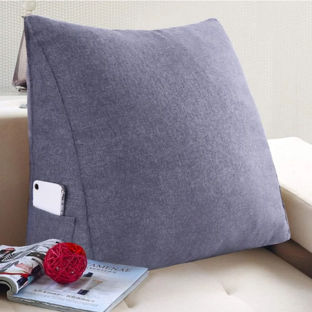 

Reading Pillow Bed Wedge Large Adult Backrest Lounge Cushion with Pocket Firm Back Support for Sitting Up in Bed Couch