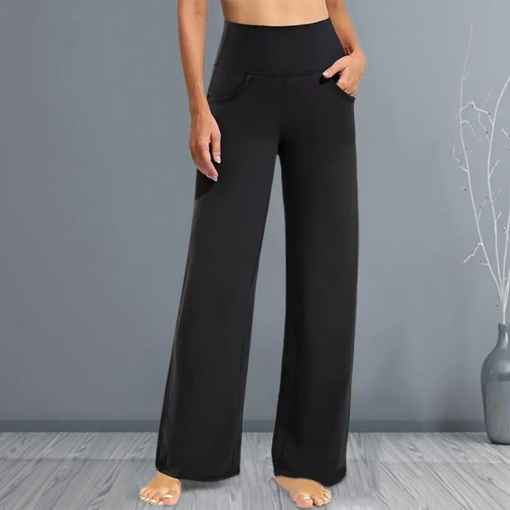 

Casual Lounge Trousers Stylish Women's High Waist Yoga Pants with Side Pockets Wide Leg Lounge Trousers for Streetwear Casual