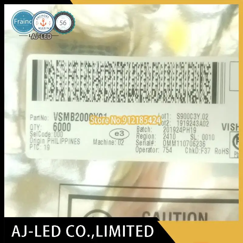 10 قطعة/الوحدة VSMB2000X01 عالية السرعة ​ ​ صمام ثنائي باعث للأشعة تحت الحمراء الطول الموجي 940 نانومتر SMD UV زاوية الضوء المرئية ± 12 °