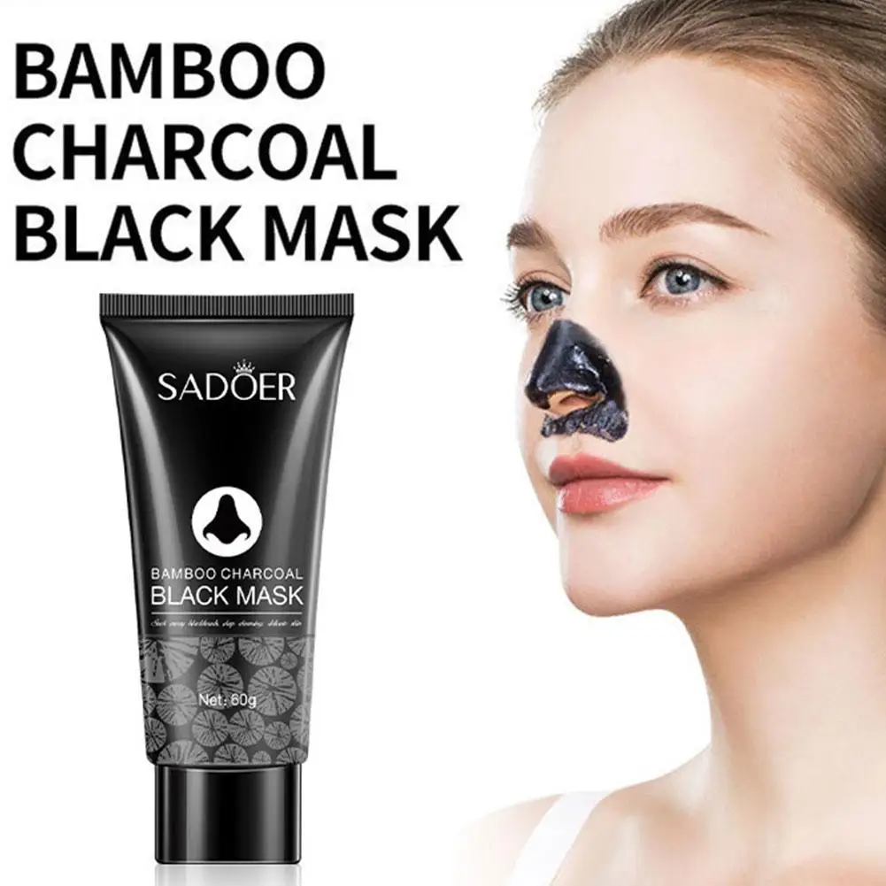 Blackhead Remover Black Mask Face Acne Treatment Peeling Peel-Off Shrink Pores Bamboo Charcoal Cleaning Nose Mask 2PCS