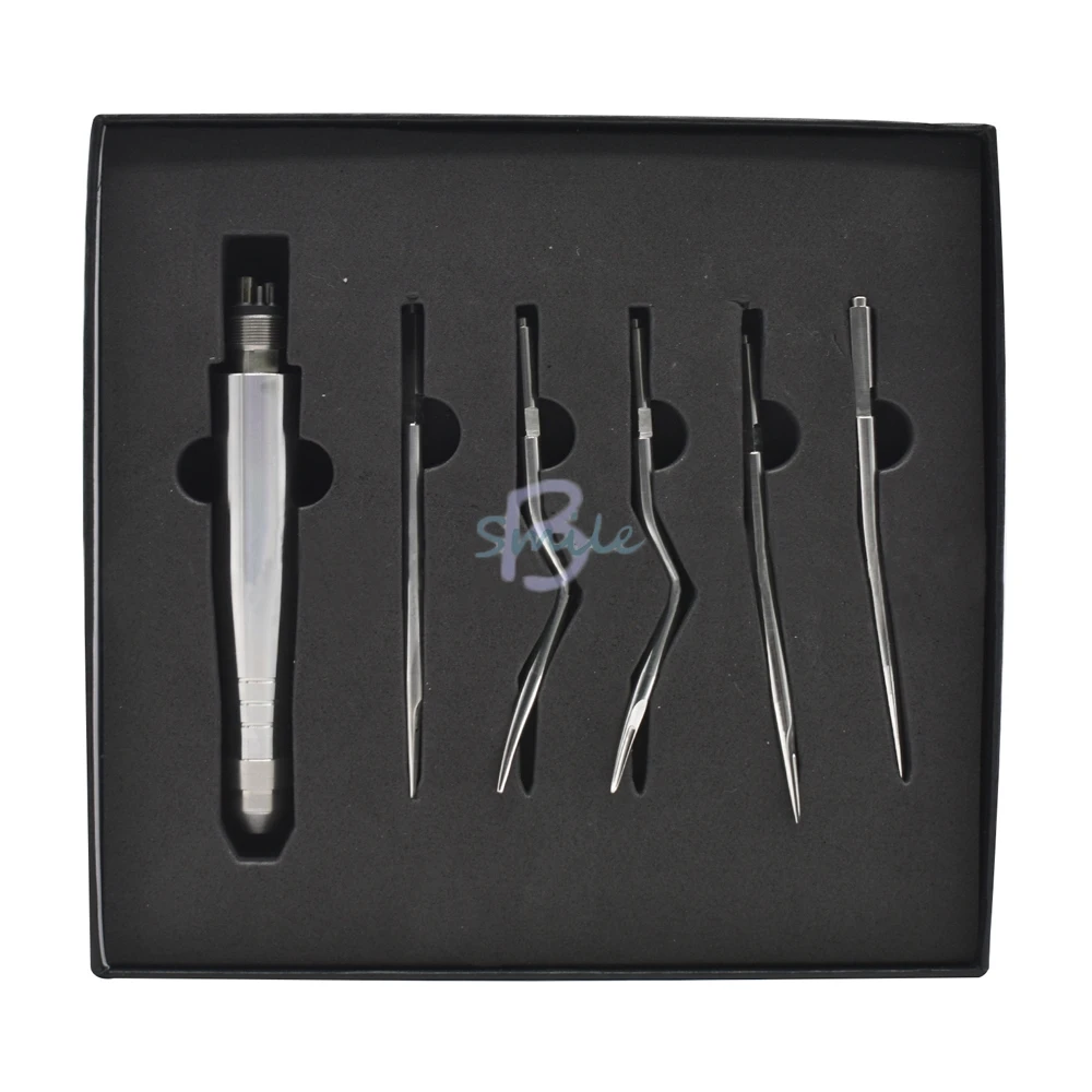 

1set New 4 Holes Dental Tooth Extraction Instrument Turbine Pneumatic Elevator Set tool with 5 Tips Dentistry suppies Tool