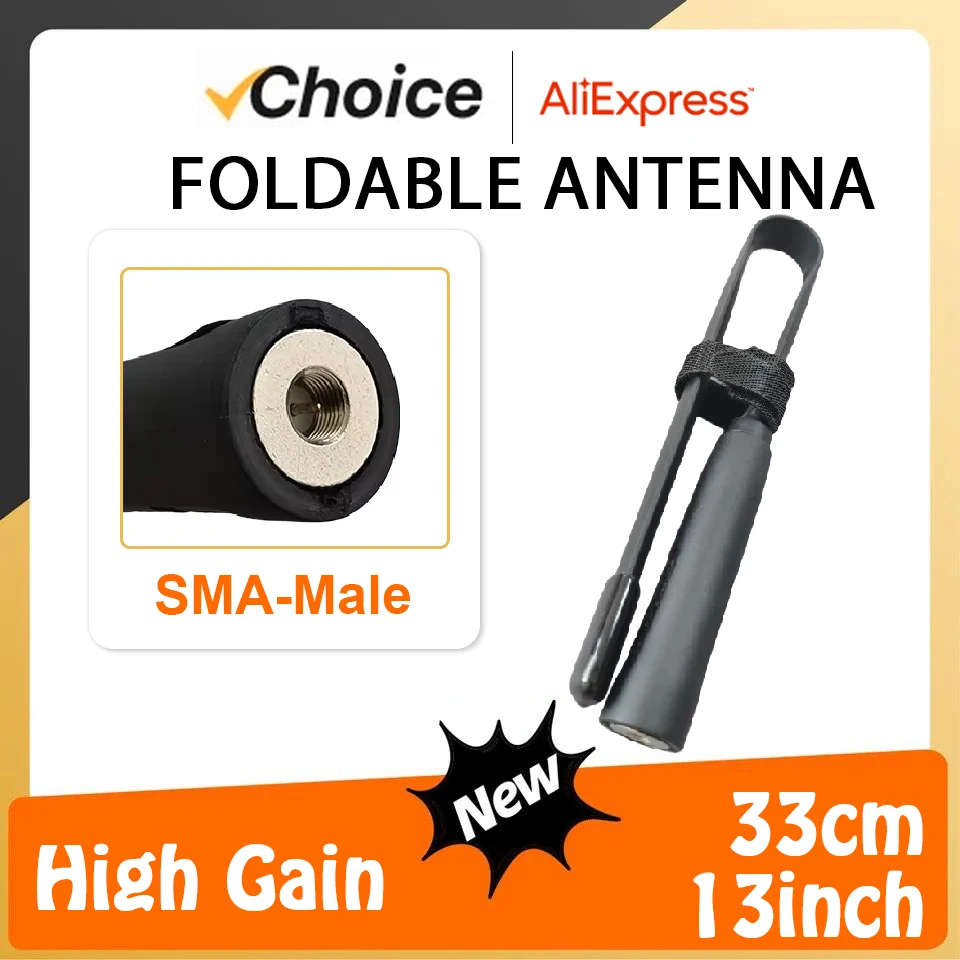 

Walkie Talkie SMA-M Antenna Tactical Male Foldable Antenna VHF UHF 33cm/13in For TYT MD390 ICOM Yaesu Vertex VX-7R PX-2R Radios