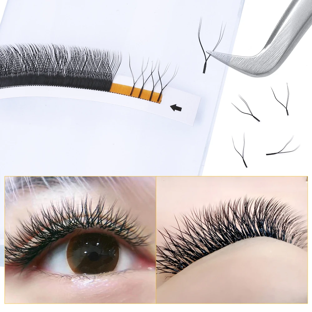 Gemerry 10 pcs Cilios Y Shape Eyelashes Extensions Volume Fans Brazilian Mix Cilios W Shapes Lash Natural Soft Wholesale