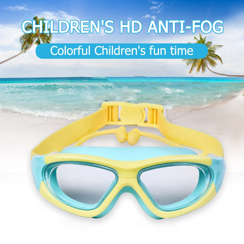 Outdoor Swim Goggles Anti-Fog with Earplugs for 3-12 Years Children Boys Girls Professional Swimming Glasses Eyewear