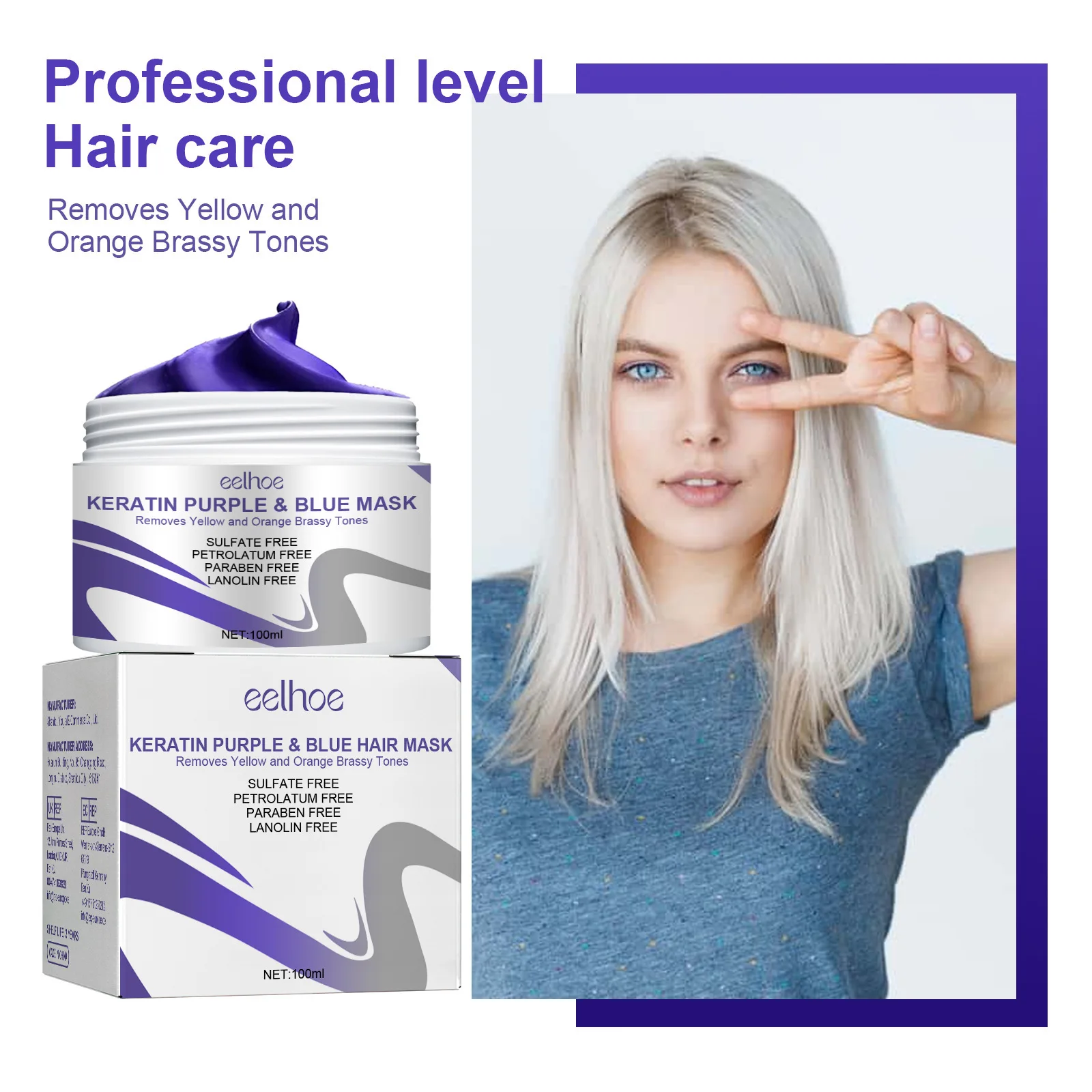 Get Gorgeous Hairs with 100ml Keratin Purple Hair Mask - Repair and Nourish Hair Mask for Dry & Damaged Hair Treatment