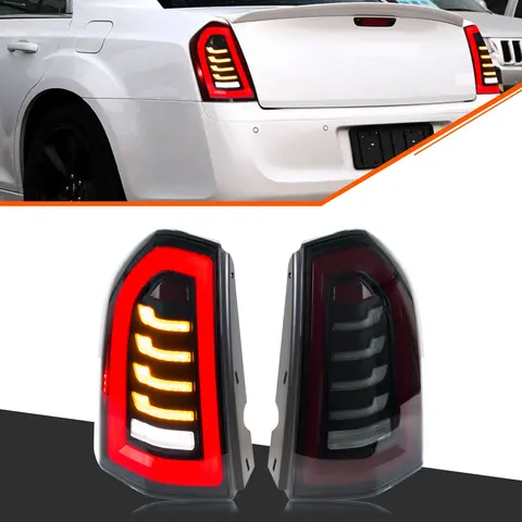 ไฟท้าย LED สำหรับ Chrysler 300 300C ปี 2011-2014 แบบไดนามิก แอนิเมชั่น ไฟเลี้ยวแบบเรียงลำดับ สีดำ ชุดประกอบไฟท้าย [ไม่ใช้ได้กับรุ่นปี 2015 ขึ้นไป]
