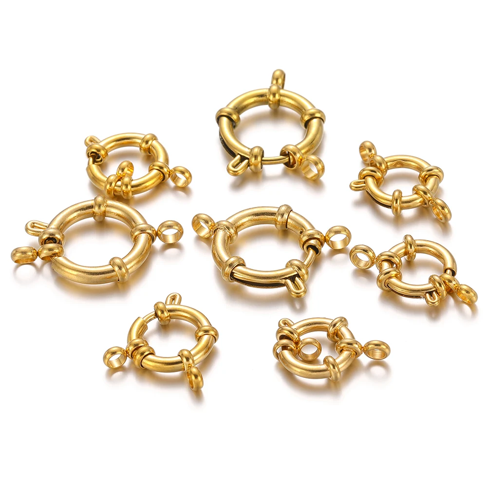 

4pcs/lot Stainless Steel Gold Round Spring Clasps Hooks for Bracelet Clavicle Necklace 8 Connectors DIY Jewelry Making Findings