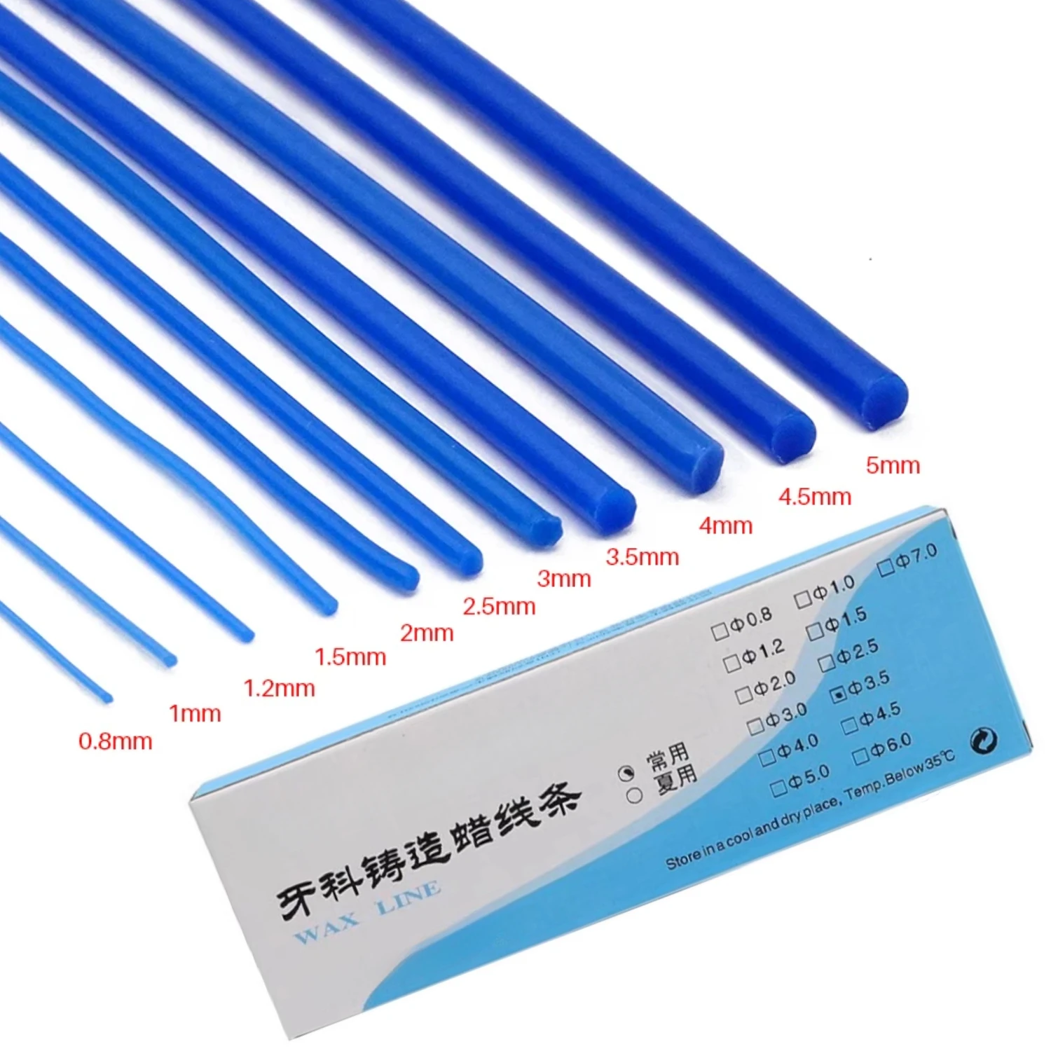 1box Dental Wax Blue Line Sticks Laboratory Multiple Models Orthodontic Sprue Stick WaxDental Laboratory Tool for Jewelry Making